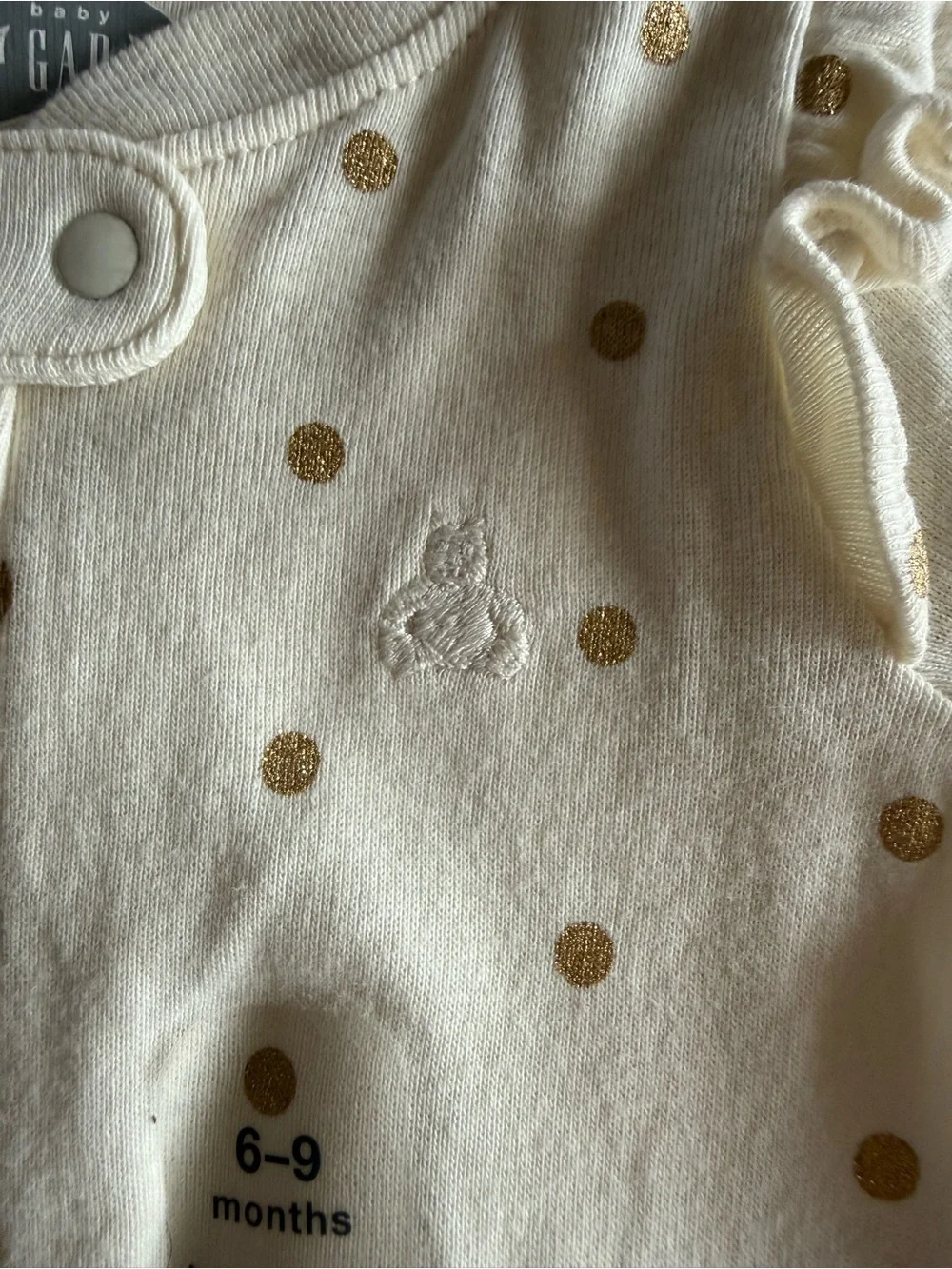 GAP Cream Footed One-Piece with Gold Polka Dots